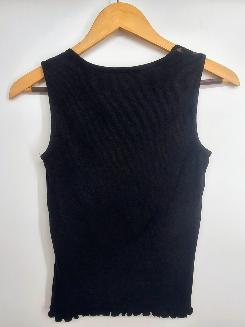 Vintage Lauren Ralph Lauren Black Lace Ribbed Tank Top Petite S - Picture 5 of 8